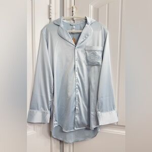 Light Blue Satin Skims hotel collection night gown